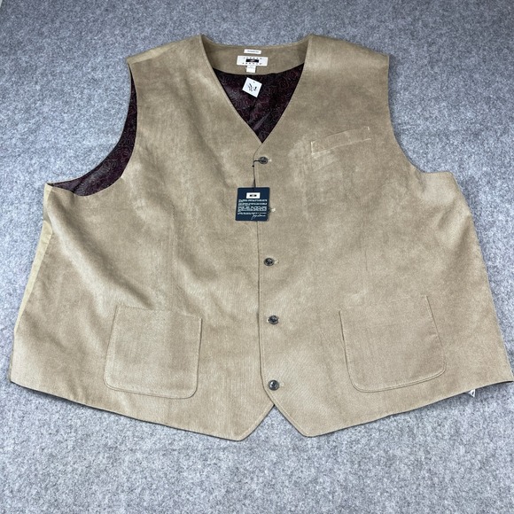Joseph Abboud Other - Joseph Abboud Vest Men 5XL Beige Paisley Lined Corduroy Pockets Dad Classic NEW